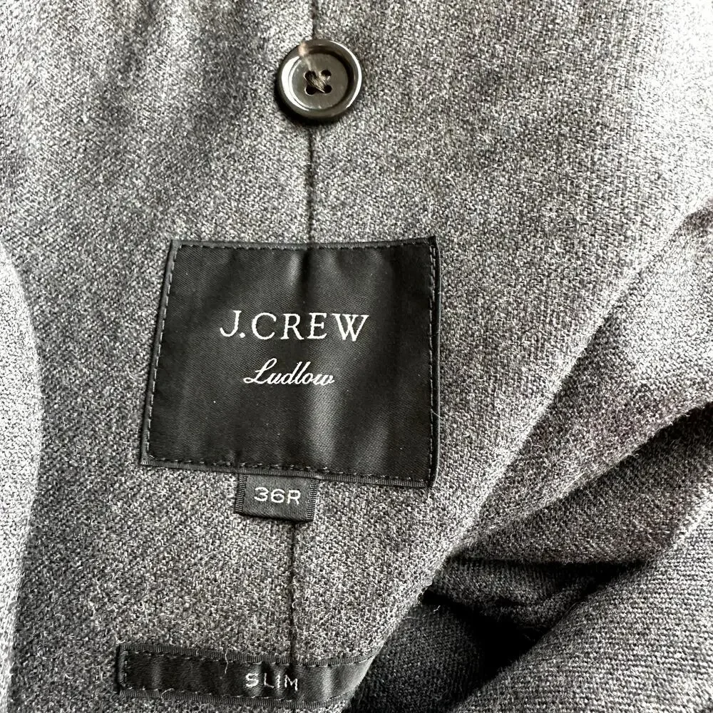 J.Crew Ludlow Slim Unstructured Suit Jacket English Cotton-Wool Twill Moon 36R